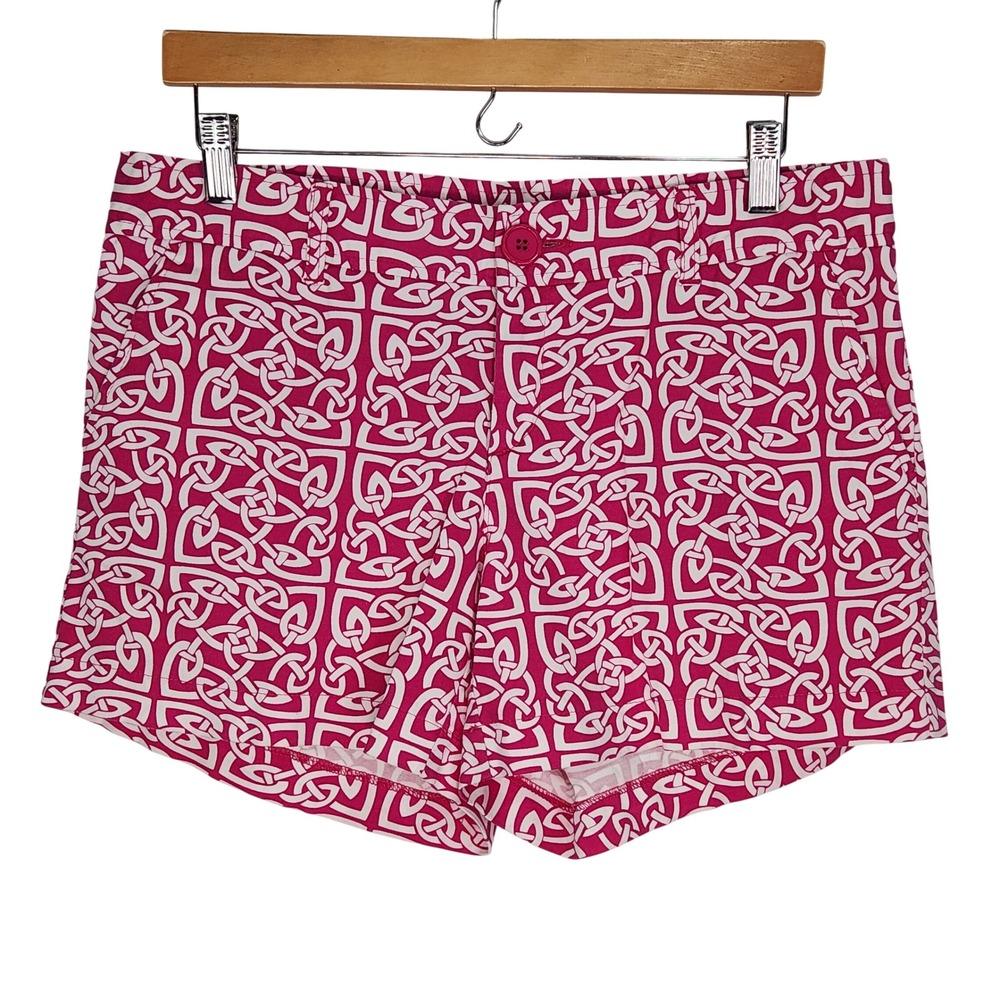Tracy Negoshian Womens Pink Sailors‎ Knot Geometric Print Shorts 8 Stretch Twill